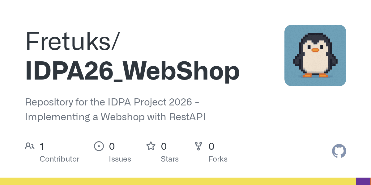 IDPA Webshop GitHub repository preview